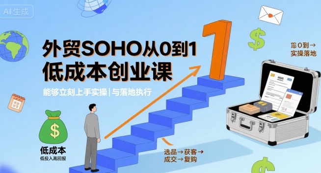 外贸SOHO从0到1低成本创业课，能够立刻上手实操与落地执行-副业心选