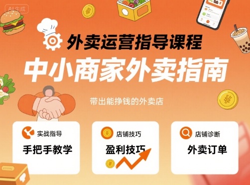 外卖运营指导课程，中小商家外卖指南，手把手带出能挣钱的外卖店-副业心选