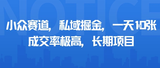小众赛道，私域掘金，一天多张，成交率极高，长期项目-副业心选