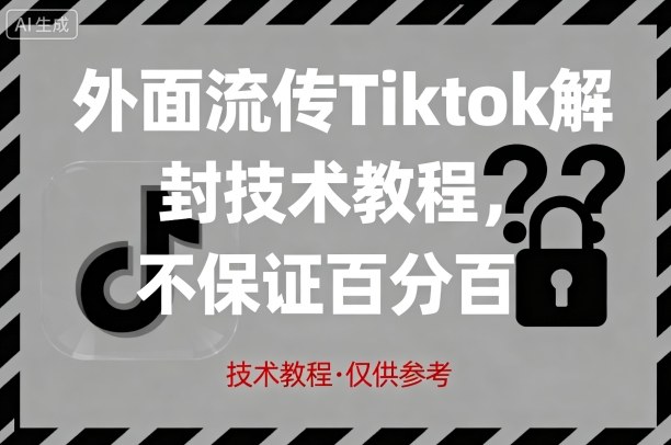 外面流传Tiktok解封技术教程，不保证百分百，具体自测-副业心选