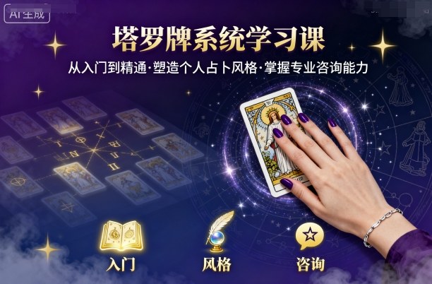塔罗牌系统学习课，助你从入门到精通，塑造个人占卜风格，掌握专业咨询能力-副业心选
