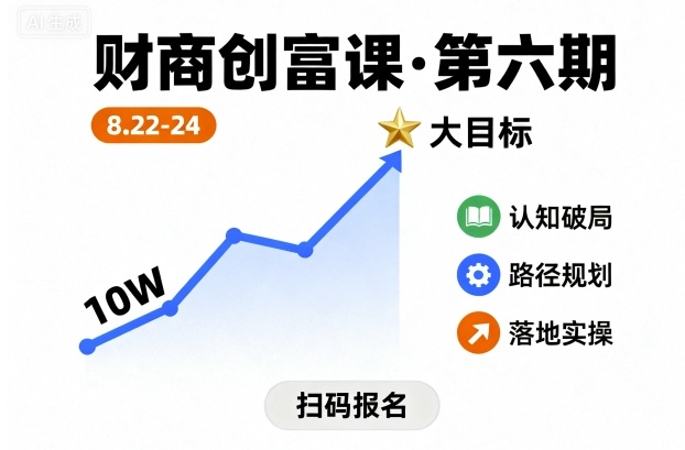 财商创富课第六期8月22-24号，如何从10W起步，一步步实现大目标-副业心选
