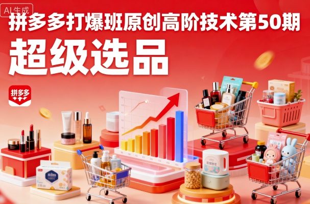 拼多多打爆班原创高阶技术第50期，超级选品-副业心选