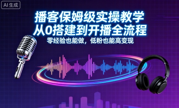 播客保姆级实操教学，从0搭建到开播全流程，零经验也能做，低粉也能高变现 - 副业心选-副业心选