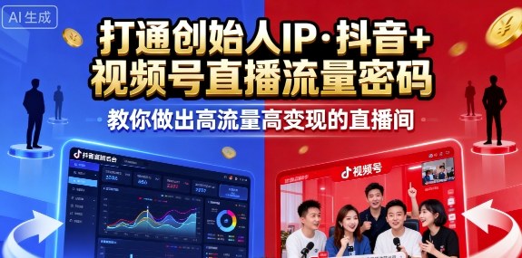 25年直播9-10两期线下课，打通创始人IP，抖音+视频号直播流量密码，教你做出高流量高变现的直播间-副业心选