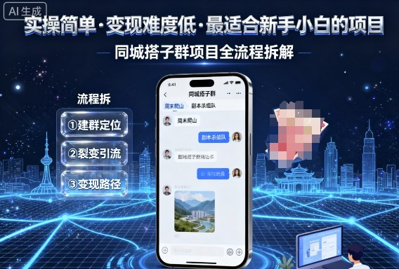 实操简单，变现难度低，最适合新手小白做的项目，每天轻松收入3张，同城搭子群项目全流程拆解-副业心选
