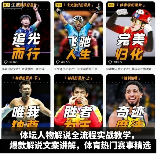 体坛人物解说全流程实战教学，爆款解说文案讲解，体育热门赛事精选 - 副业心选-副业心选