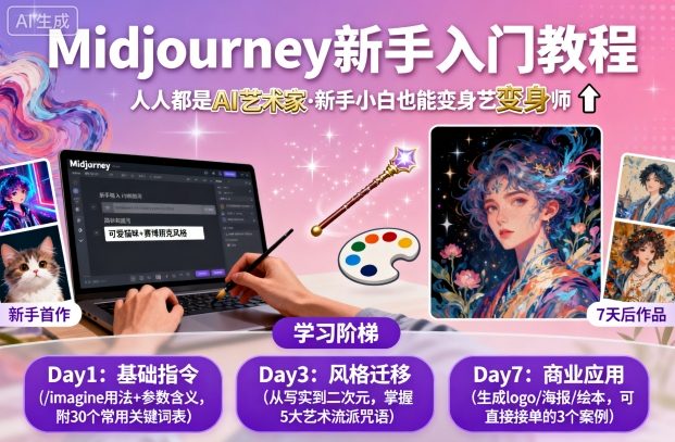 midjourney新手入门教程：人人都是AI艺术家，新手小白也能变身艺术大师-副业心选