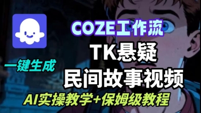 Coze扣子工作流一键生成TK悬疑民间故事视频，AI实操教学+保姆级教程-副业心选