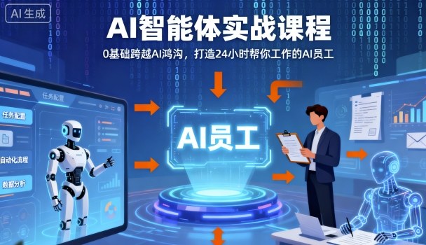 Ai智能体实战课程，0基础跨越Ai鸿沟，打造24小时帮你工作的Ai员工，打破常规，以实战定义Ai-副业心选