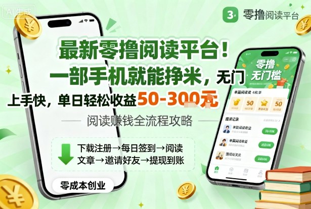 最新零撸阅读平台！一部手机就能挣米，无门槛上手快，单日轻松收益50-3张【揭秘】 - 副业心选-副业心选