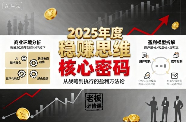 2025年度稳賺思维老板创业营，拆解2025年新商业环境下，企业实现持续盈利的核心密码-副业心选