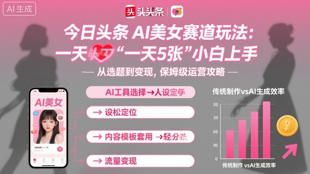 今日头条AI美女赛道玩法，一天轻松5张，小白轻松上手-副业心选