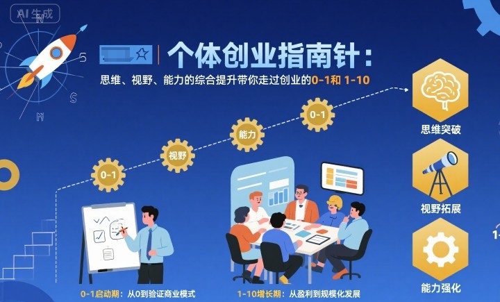 个体创业指南针，思维、视野、能力的综合提升带你走过创业的0-1和1-10【音频】-副业心选