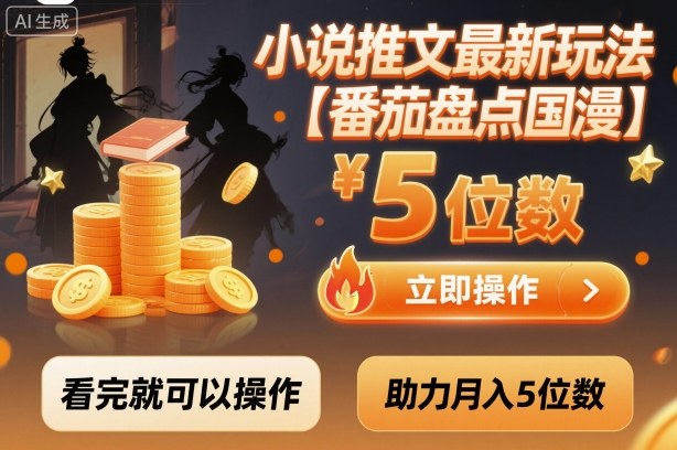 小说推文最新玩法，助力月入5位数【番茄盘点国漫】玩法，看完就可以操作-副业心选