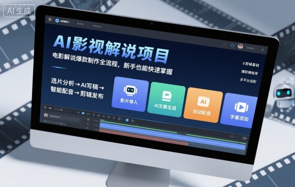 AI影视解说项目，电影解说爆款制作全流程，新手也能快速掌握-副业心选