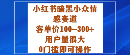小红书暗黑小众情感赛道，客单价100-300+用户量很大，0门槛即可操作 - 副业心选-副业心选