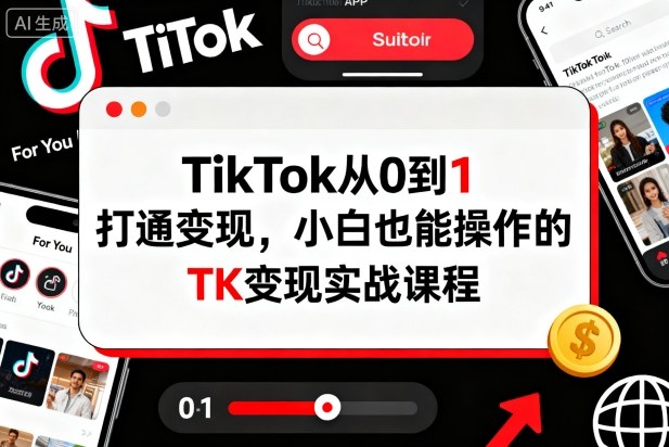 TikTok从0到1打通变现，小白也能操作的TK变现实战课程 - 副业心选-副业心选
