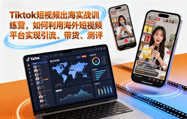 Tiktok短视频出海实战训练营，如何利用海外短视频平台实现引流、带货、测评-副业心选