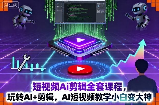 短视频Ai剪辑全套课程，玩转AI+剪辑，AI短视频教学小白变大神-副业心选