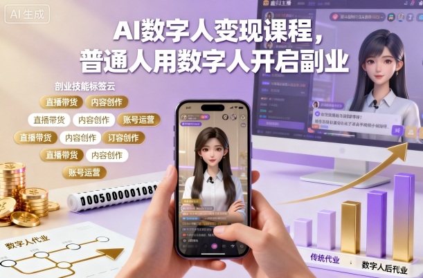 AI数字人变现课程，普通人用数字人开启副业 - 副业心选-副业心选