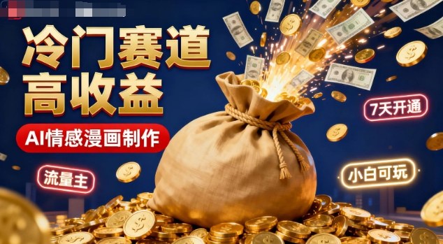 公众号冷门赛道，用AI做情感漫画，7天开通流量主，操作简单，小白可玩-副业心选