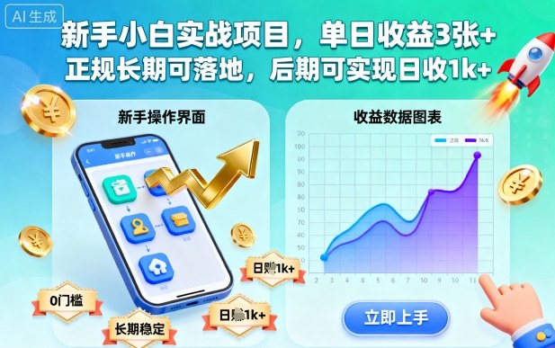 新手小白实战项目，单日收益3张+，正规长期可落地，后期可实现日收1k+【揭秘】 - 副业心选-副业心选