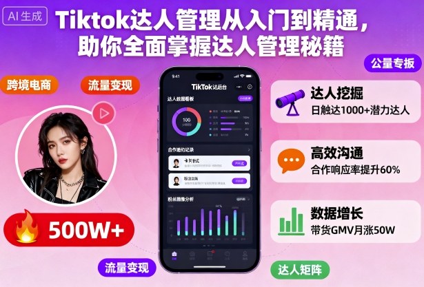 Tiktok达人管理从入门到精通，助你全面掌握达人管理秘籍-副业心选