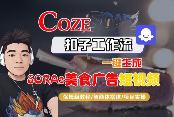 Coze扣子智能体工作流一键生成“SORA2美食广告“短视频，全流程保姆级教学 - 副业心选-副业心选