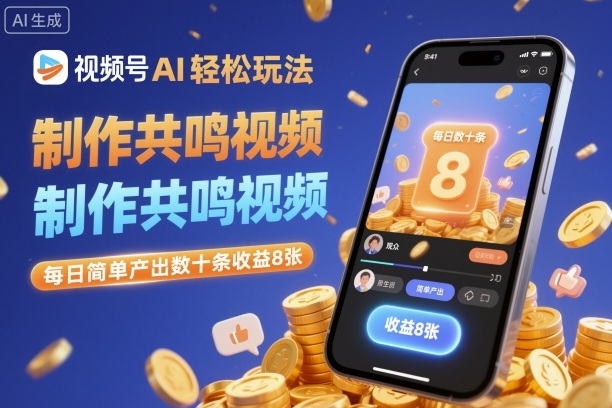 视频号AI轻松玩法，制作共鸣视频，每日简单产出数十条收益8张 - 副业心选-副业心选