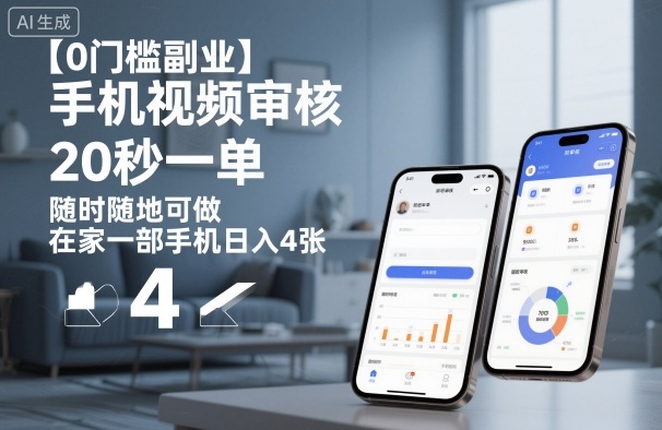 【0门槛副业】手机视频审核，20秒一单，随时随地可做，在家一部手机日入4张【揭秘】 - 副业心选-副业心选
