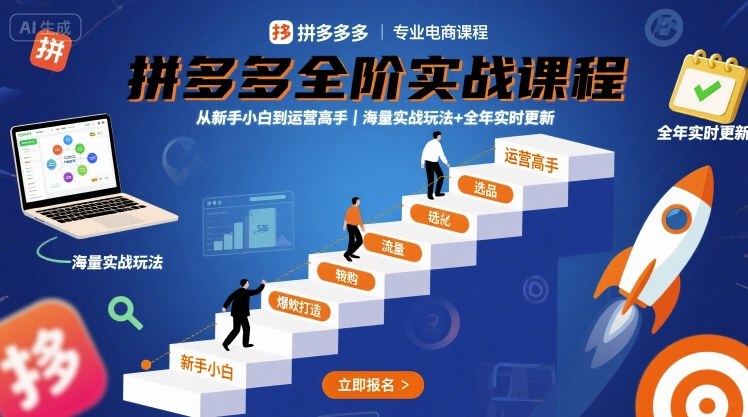 拼多多全阶实战课程，从新手小白到运营高手，海量实战玩法+全年实时更新【2025年10月更新】-副业心选