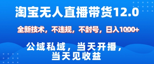 淘宝无人直播12.0，公域私域技术，不封号，不违规布局双十一流量风口，日入1k(独家技术)【揭秘】-副业心选