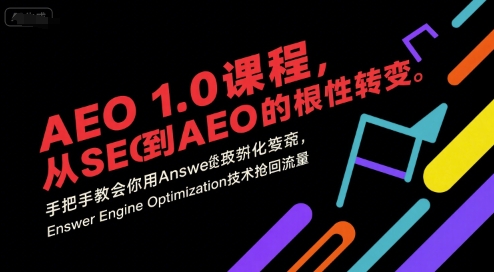 AEO 1.0 课程，从SEO到AE0的基命性转变，手把手教会你用AnswerEngineOptimization技术抢回流量(更新)-副业心选
