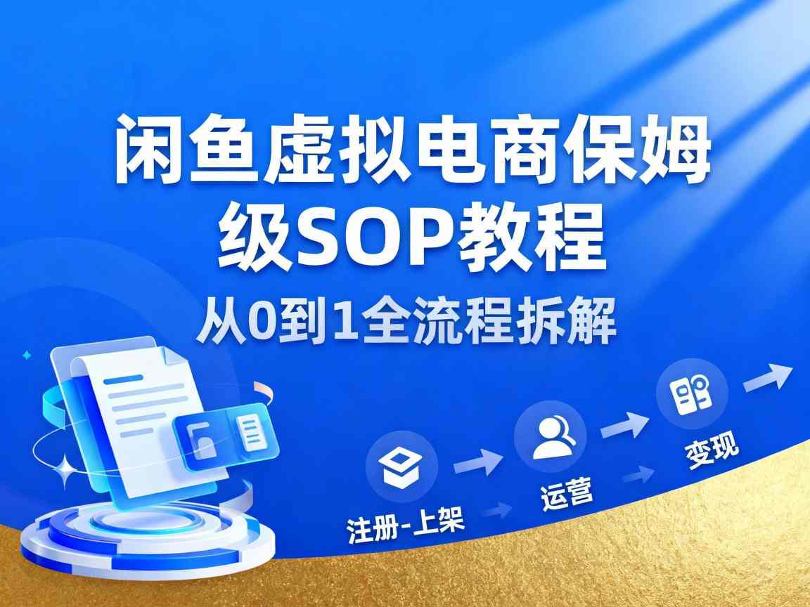闲鱼虚拟电商，月入轻松过1W，保姆级SOP教程-副业心选