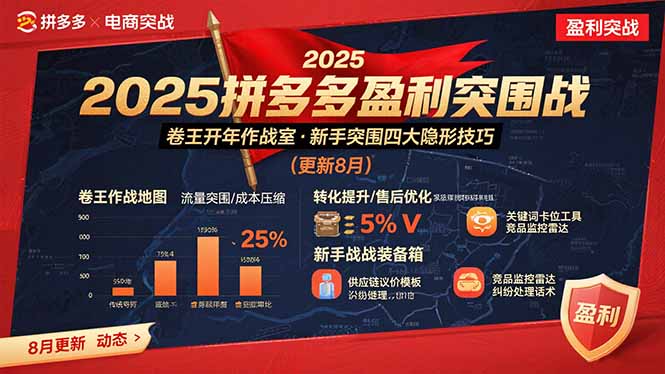 2025拼多多盈利突围战：卷王开年作战室，新手突围四大隐形技巧(更新8月-副业心选