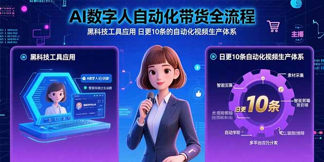 AI数字人自动化带货全流程：黑科技工具应用 日更10条的自动化视频生产体系-副业心选