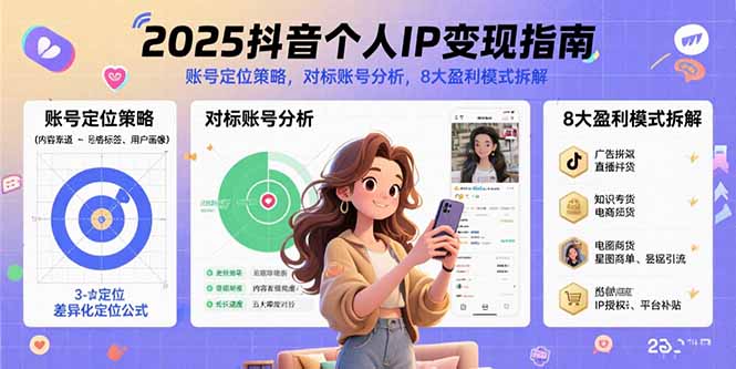 2025抖音个人IP变现指南，账号定位策略，对标账号分析，8大盈利模式拆解 - 副业心选-副业心选