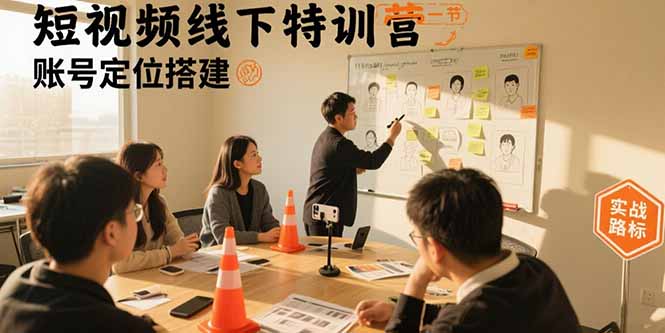 短视频线下特训营：账号定位搭建/口播号拍摄剪辑/直播间流量入口/变现实战-副业心选