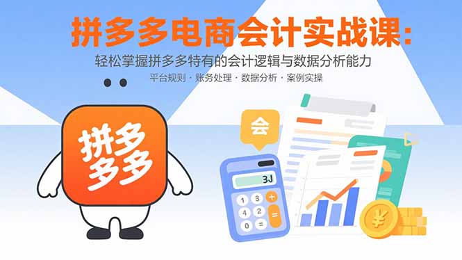 拼多多电商会计实战课：轻松掌握拼多多特有的会计逻辑与数据分析能力 - 副业心选-副业心选