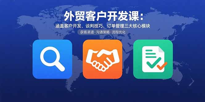 外贸客户开发课：涵盖客户开发、谈判技巧、订单管理三大核心模块 - 副业心选-副业心选