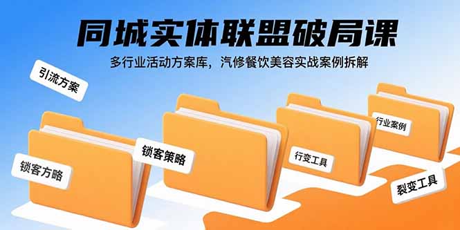 同城实体联盟破局课，多行业活动方案库，汽修餐饮美容实战案例拆解-副业心选