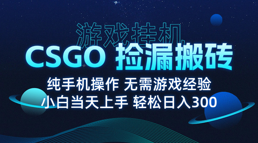 8月最新游戏搬砖，CSGO纯挂机，不需要玩游戏，实现真挂机，月入1W+-副业心选