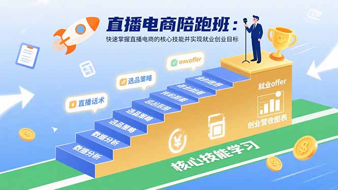 直播电商陪跑班：快速掌握直播电商的核心技能并实现就业/创业目标-副业心选