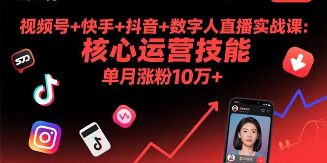 视频号+快手+抖音+数字人直播实战课(9月-副业心选