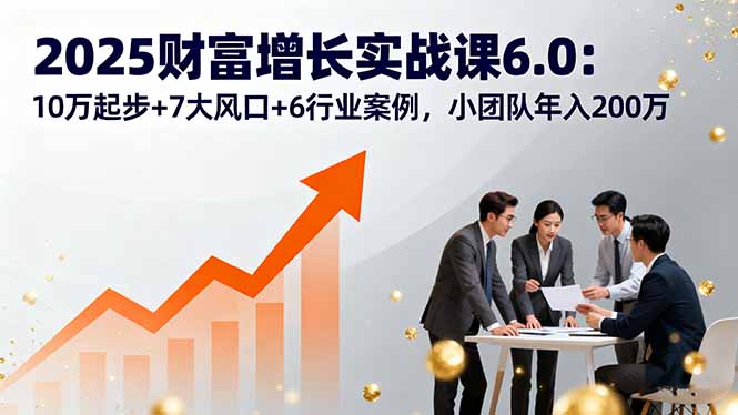 2025财富增长实战课6.0：10万起步+7大风口+6行业案例，小团队年入200万-副业心选