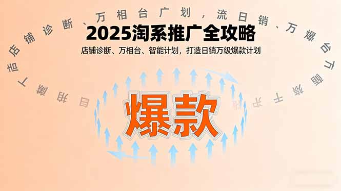 2025淘系推广全攻略，店铺诊断、万相台、智能计划，打造日销万级爆款计划-副业心选