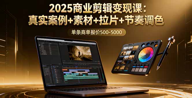 2025商业剪辑变现课：真实案例+素材+拉片+节奏调色，单条商单报价500-5000-副业心选