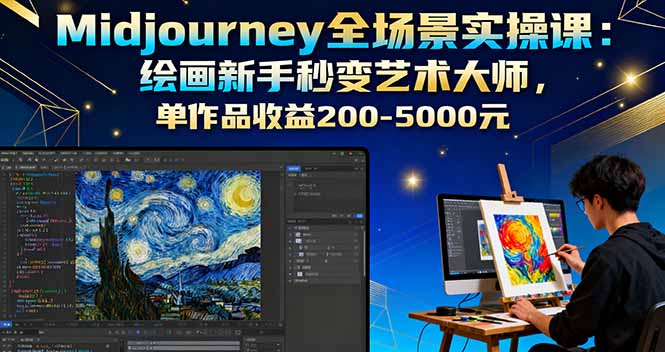 Midjourney全场景实操课：绘画新手秒变艺术大师，单作品收益200-5000元-副业心选