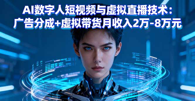 AI数字人短视频与虚拟直播技术：广告分成+虚拟带货月收入2万-8万元 - 副业心选-副业心选